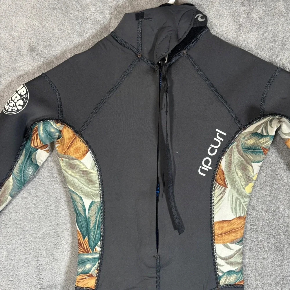 Rip Curl Dawn Patrol Youth 8 Tropical Floral Fullsuit Wetsuit Black 3/2mm Zip